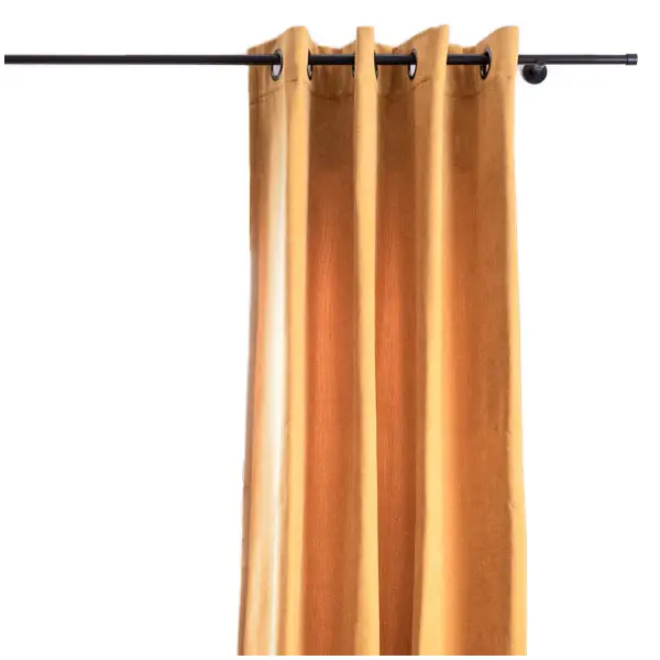 Must-Have 3-in-1 Thermovorhang Dim-Out Akustik mit Ösenaufhängung uni honig gelb strukturiert 140x260cm