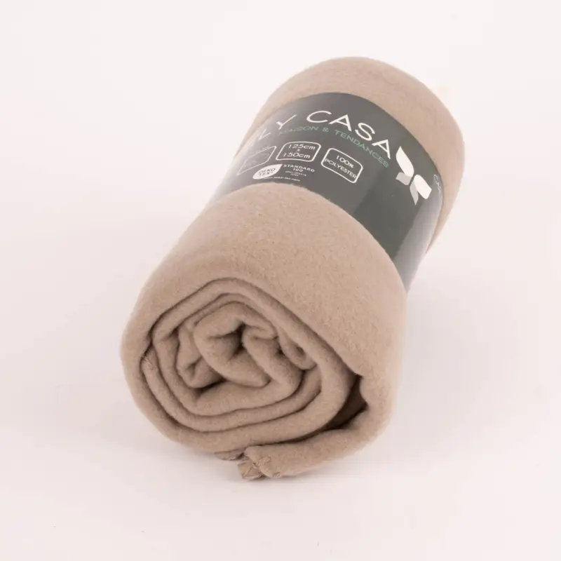 Bestseller Plaid aus Polyester mit grobem Kettelrand einfarbig taupe 125x150cm