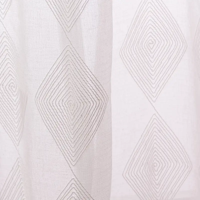 Rasch Textil Gardinenstoff Stickerei Leinenoptik Karma Rauten weiß 300cm Bestseller