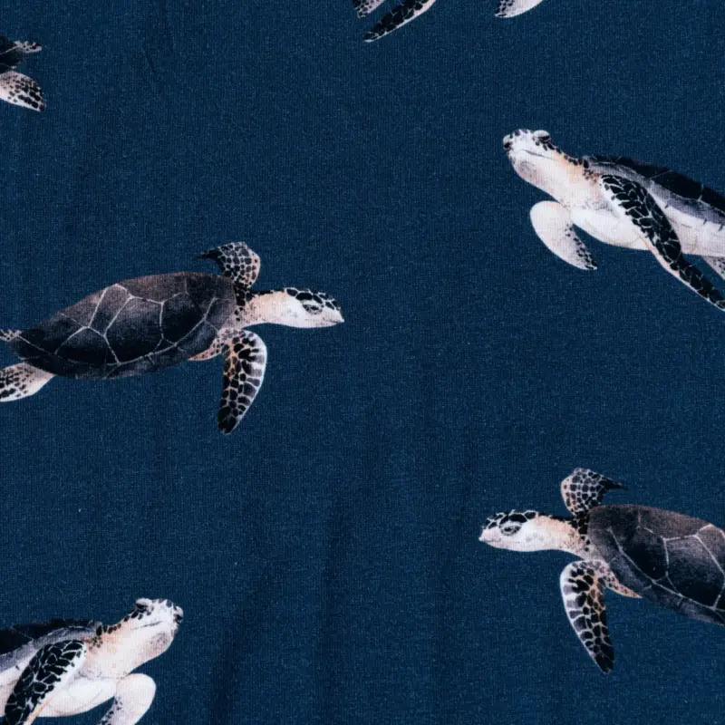 Jetzt Kaufen Jersey Stoff Baumwolljersey Digitaldruck Digital Turtle Schildkröten dunkelblau 1,48m Breite
