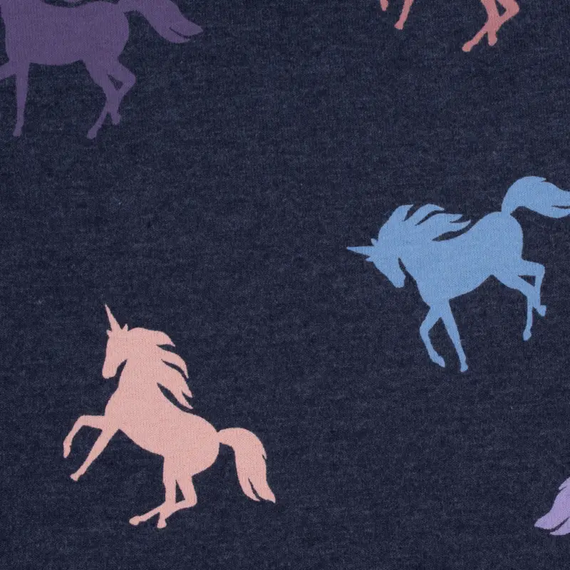 Jersey Stoff Baumwolljersey Melange Unicorn Einhörner indigoblau meliert 1,48m Breite Sofort Bestellen
