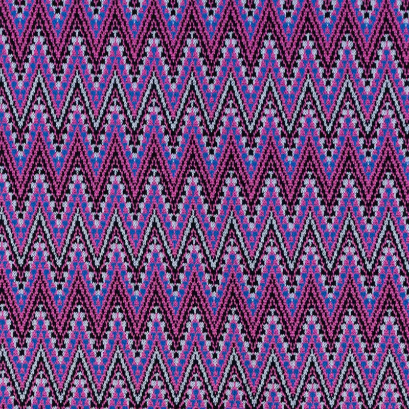 Strickstoff Jacquard Chevron ZickZack fein violett rosa 1,48m Breite Mega-Angebot