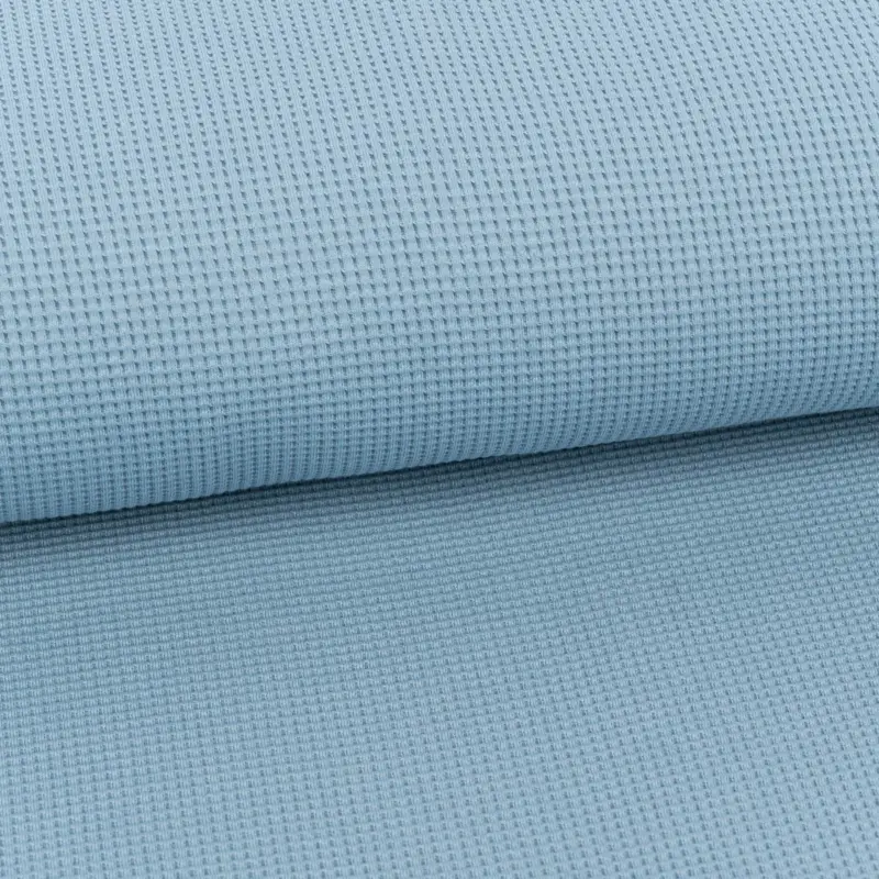 Preisreduziert Organic Bio Waffeljerseystoff Waffelstrick Baumwolle einfarbig rauch blau 1,45m Breite