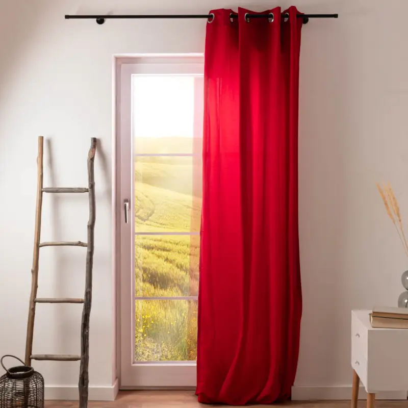Top-Preis Ösenvorhang Miami Elbersdrucke blickdicht uni rot 140cmx255cm