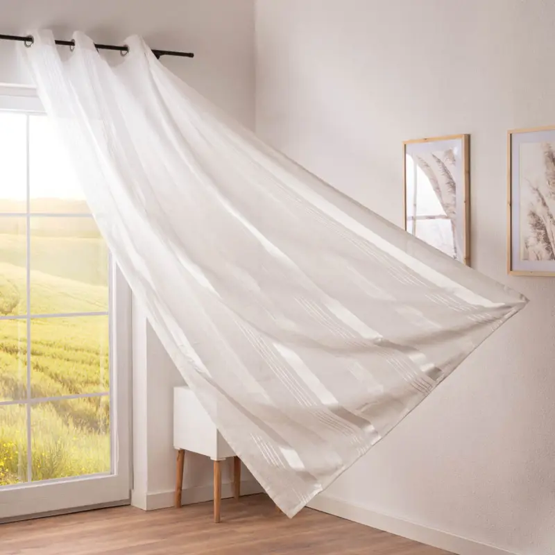 Preis Gesenkt Ösenvorhang Sea Dream Freundin Home Collection halbtransparent Längsstreifen weiß 140cmx255cm