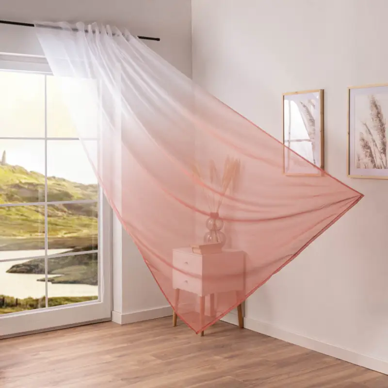Aktuell Gardine Mila transparent Farbverlauf weiß peach 140cmx255cm