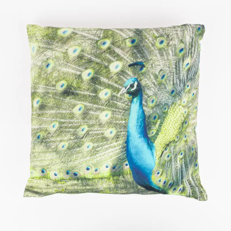 Dekokissen Pfau aus Baumwolle grün blau natur 45x45cm von Elbersdrucke Schnäppchen