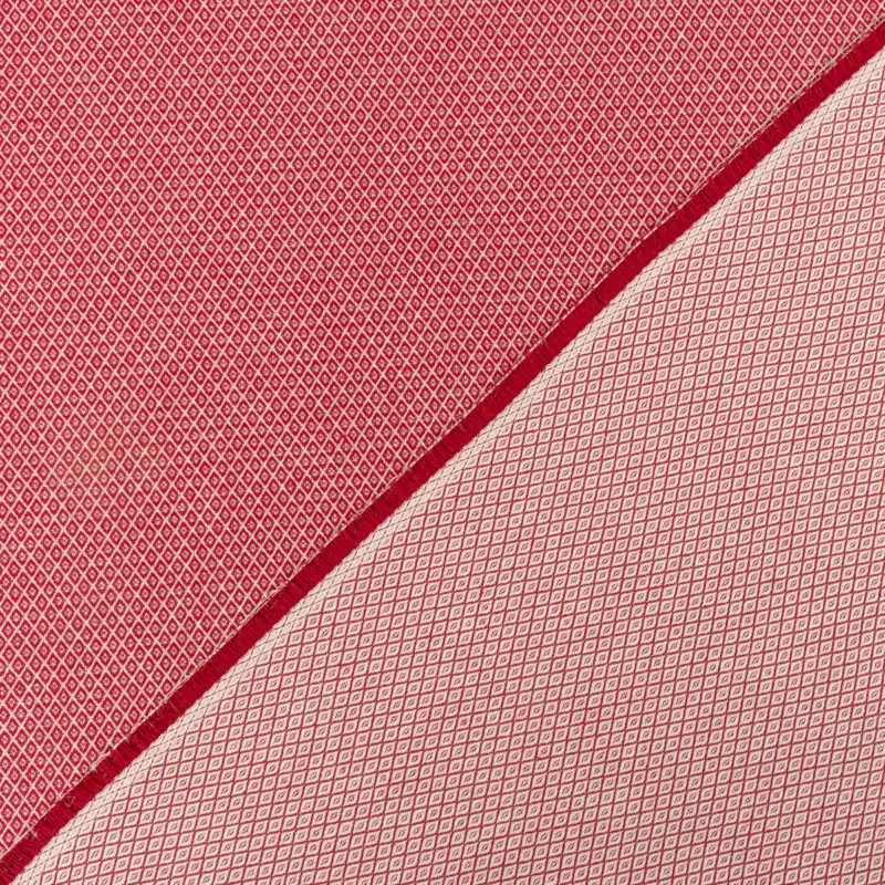 Preis Gesenkt Dekostoff Dobby Diamond Mini Rauten rot ecru 1,40m Breite