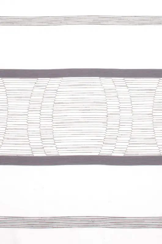Solange Der Vorrat Reicht Gardinenstoff Scherli Emiliana halbtransparent Streifen weiß grau 152cm Breite