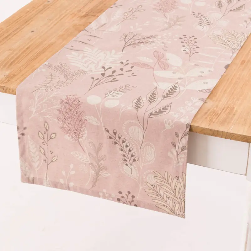 Tischläufer Soft Calming Leaves Blätter Gräser rosa 40x160cm von SCHÖNER LEBEN. Versand Am Gleichen Tag
