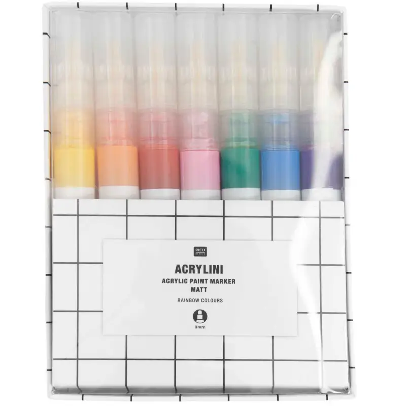 Acrylini Marker Set 3mm Strichstärke 7 Farben verschiedene Farbgruppen von Rico Design Sonderangebot