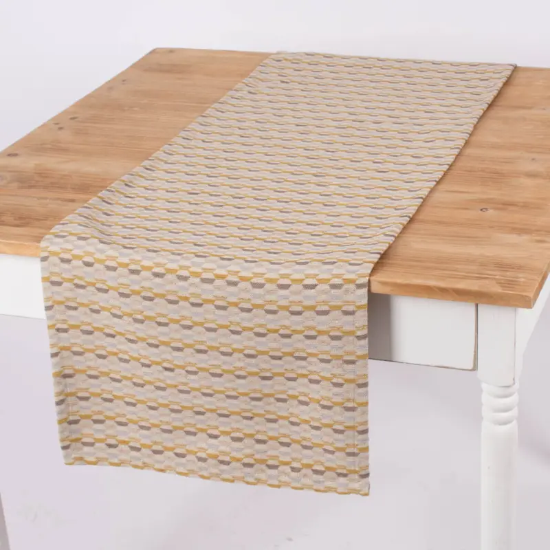 Geprüft Tischläufer Mira Hexagon beige gelb 40x160cm von SCHÖNER LEBEN.