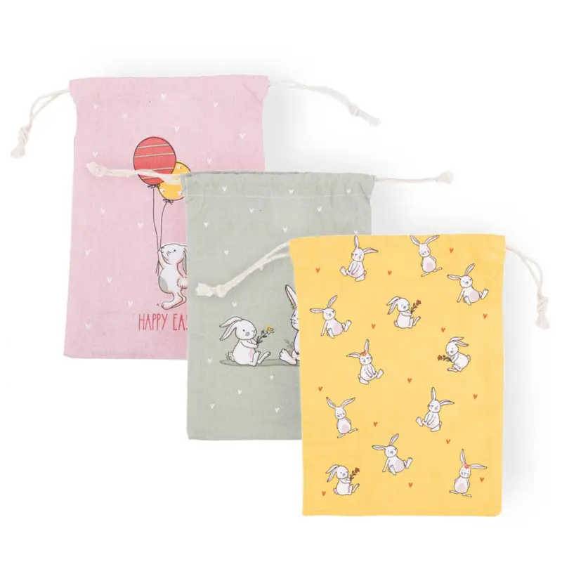 Geschenkbeutel aus Baumwolle Hase verschiedene Motive 21x30cm Markenprodukt