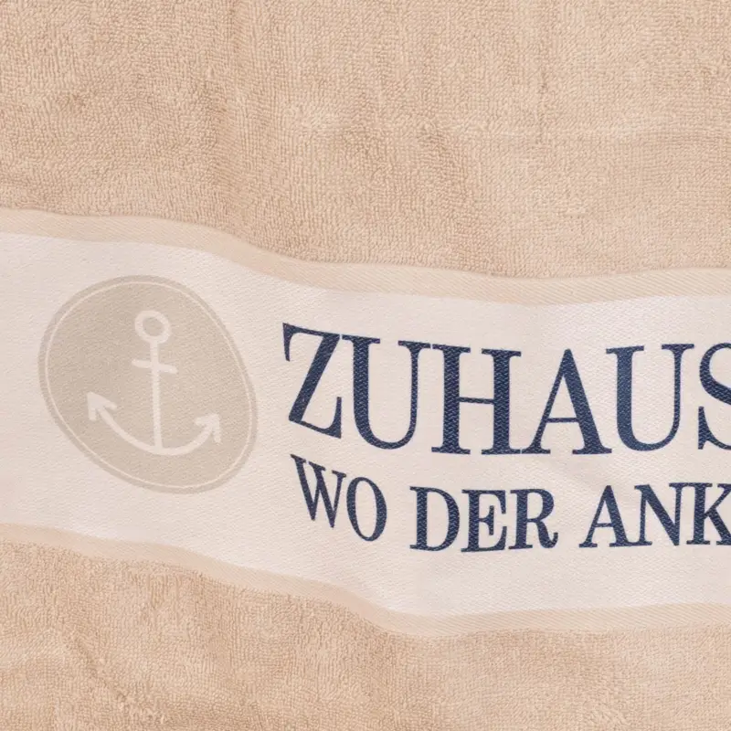 Badetuch aus Baumwolle Zuhause ist wo der Anker fällt Streifen Anker beige blau weiß 70x140cm von La Vida Meistverkauft