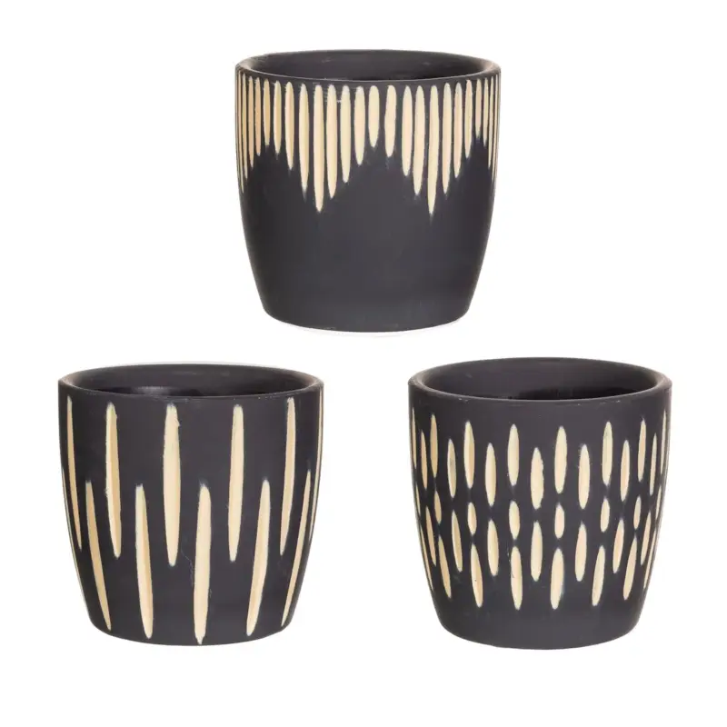 Blumentopf 3er Set Boho Keramik schwarz 8x7,5cm von Sass & Belle Aktuell
