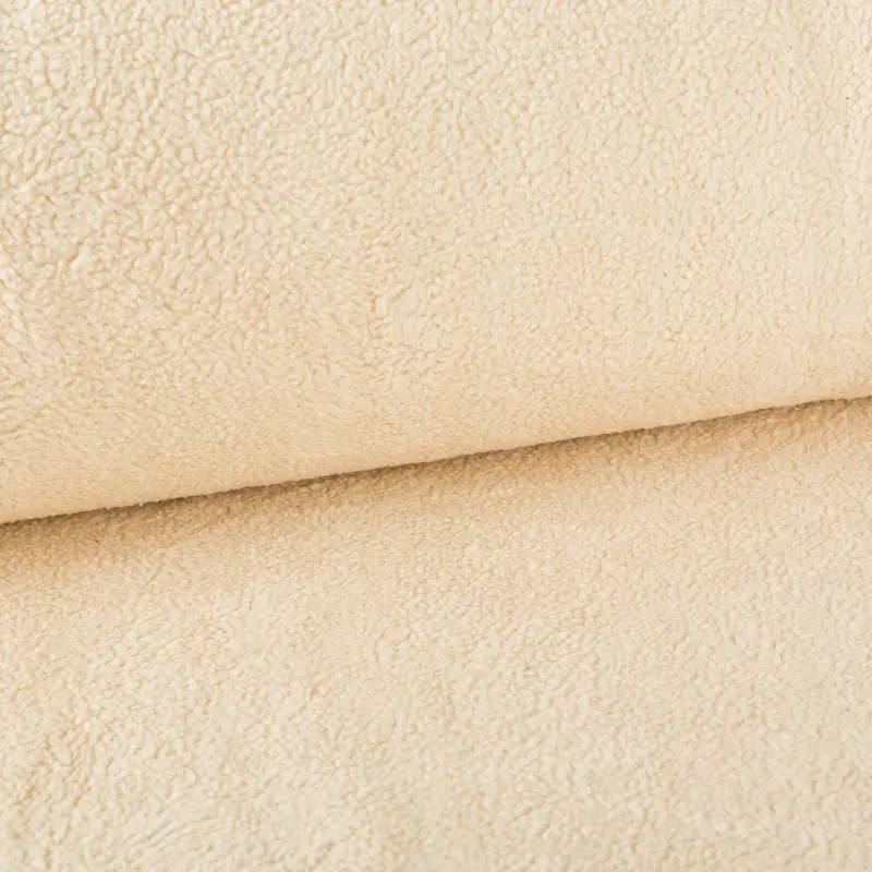 Teddy Fleece Baumwoll Krimmer Plüschstoff einfarbig beige 1,6m Breite Wochenendangebot