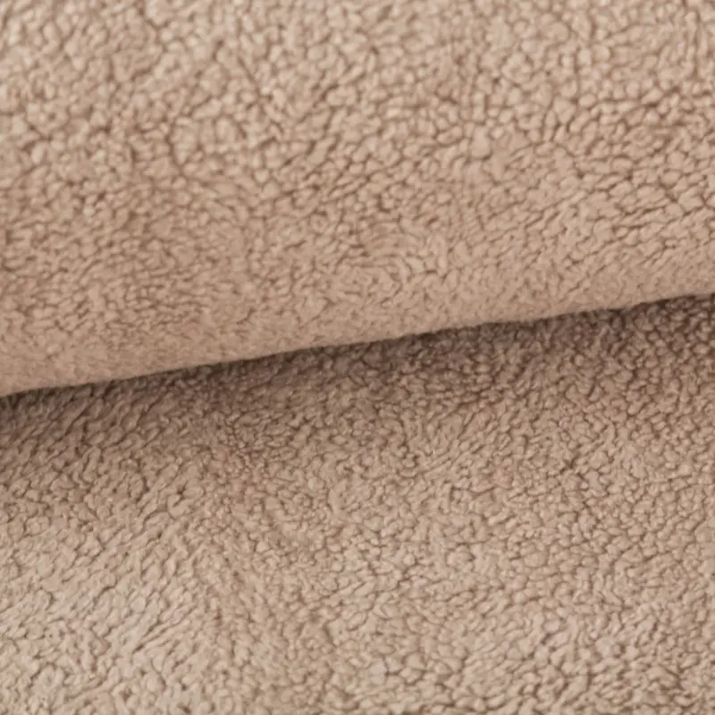 Knallerangebot Teddy Fleece Baumwoll Krimmer Plüschstoff einfarbig taupe 1,6m Breite