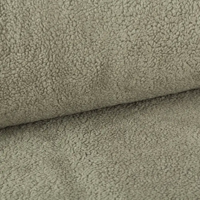 Direkt Vom Hersteller Teddy Fleece Baumwoll Krimmer Plüschstoff einfarbig alt grün 1,6m Breite