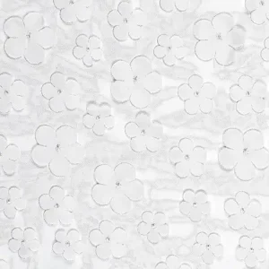 Tischläufer Tischband Tüll mit 3D Blüten weiß 0,26x5m Neu Im Sortiment