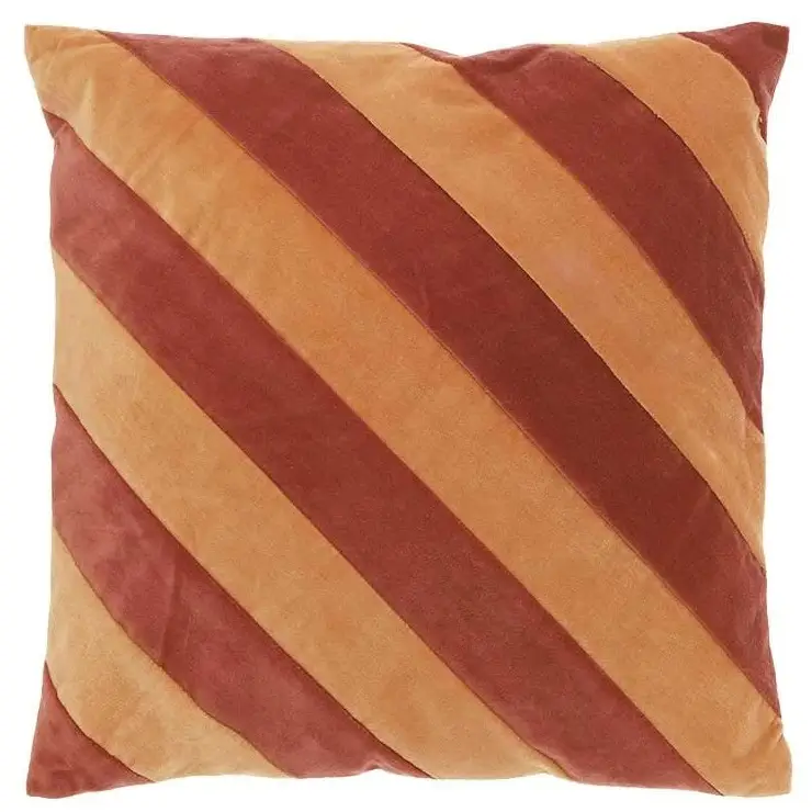 Rabatt Kissen Stripe Querstreifen Samt redwood sandwood 45x45cm