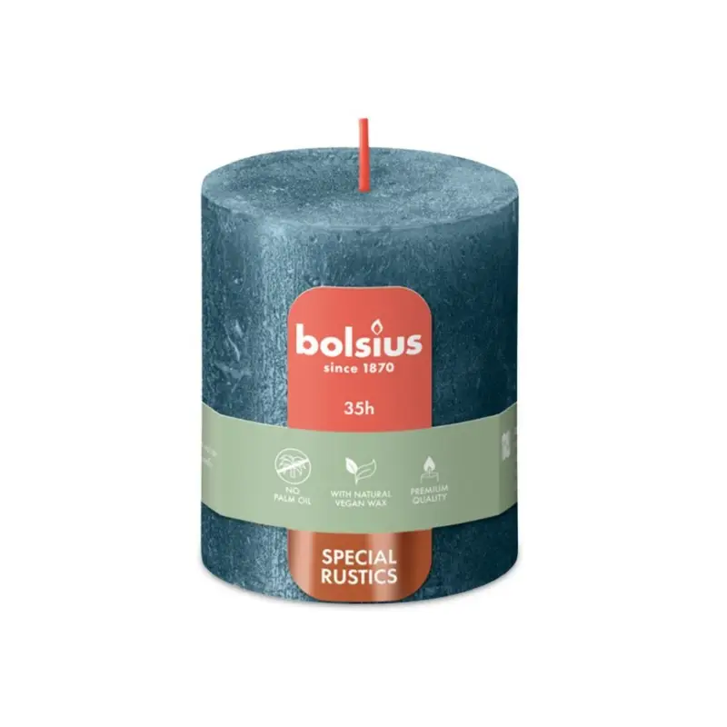 Bestseller Bolsius Stumpenkerze Shimmer Rustik blau 7x8cm