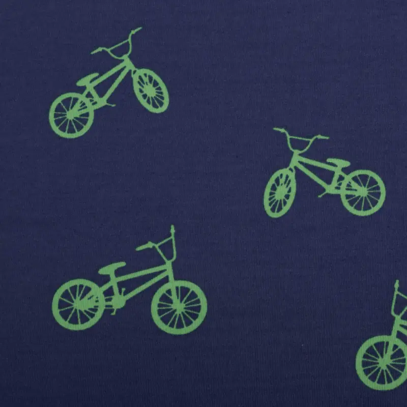 Markenware Jersey Stoff Bikes Fahrräder blau türkis 1,48m Breite