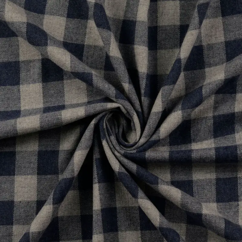 Ausverkauf Flanell Stoff aus Baumwolle garngefärbt Karo blau 1,44m Breite