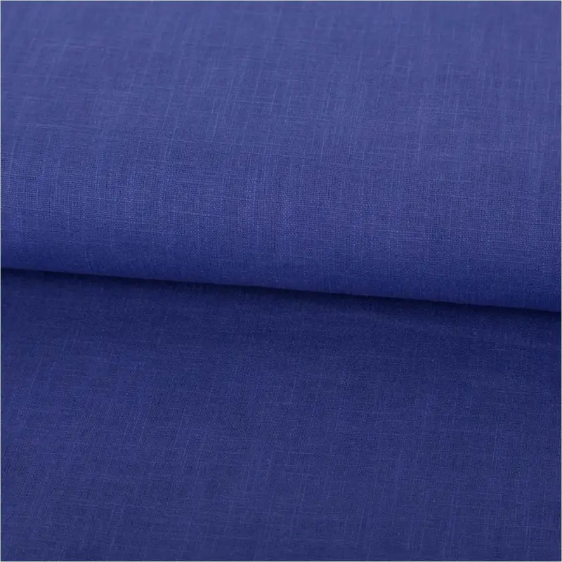 Echt Leinenstoff mit Baumwolle vorgewaschen einfarbig saphire blue 1,40m Breite