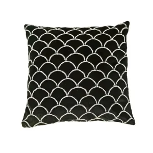 Kissen Mermaid mit Perlenstickerei schwarz silber 45x45cm Preisknaller