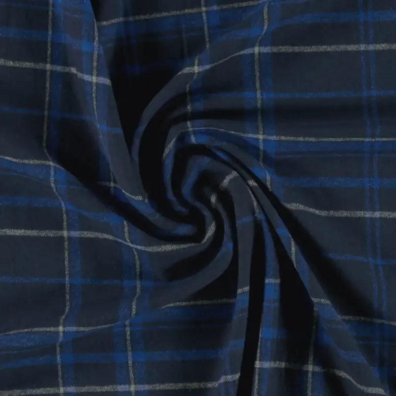 Gebürsteter Flanell aus 100% Baumwolle, mit garngefärbtem Schottenkaro, marineblau / blau / grau Solange Der Vorrat Reicht