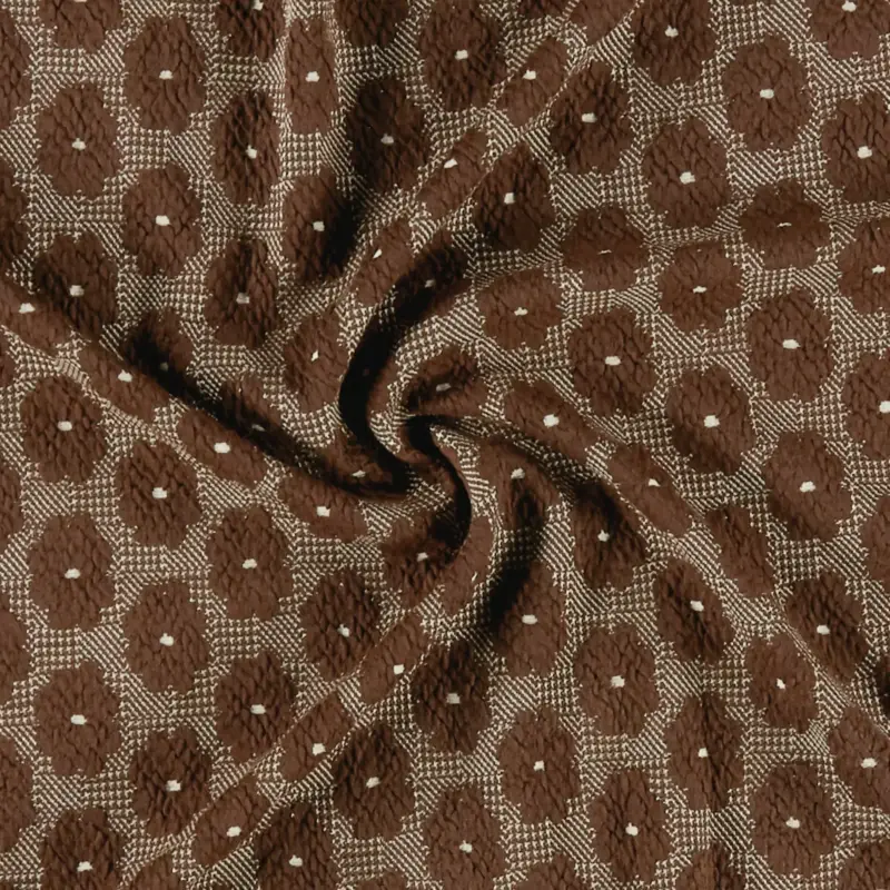 Strickjacquard m braunem Karo und Blumen Super-Preis