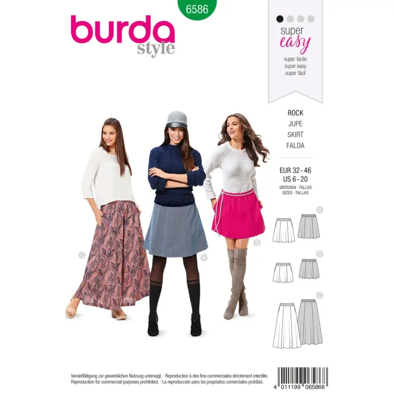 Neue Kollektion Burda Schnittmuster 6586: Rock, Gr. 32-46