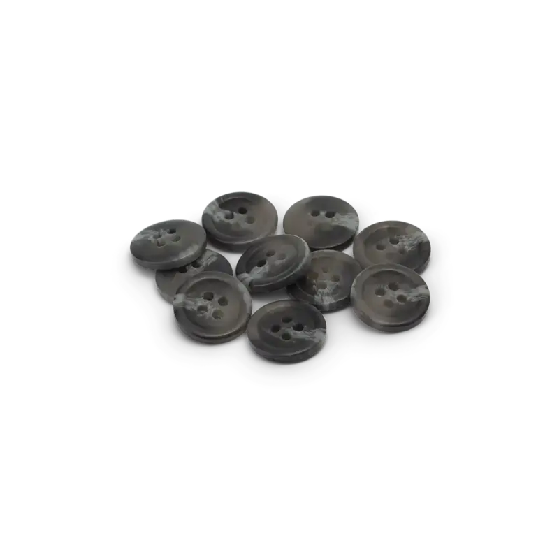 Heißes Angebot Knopf, 4-Loch 15mm Marmor Grau, 10 St.