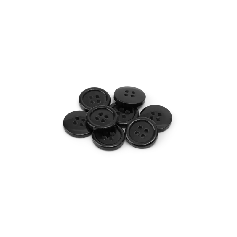 Neue Kollektion Knopf, 4-Loch 15mm Schwarz, 8 St.