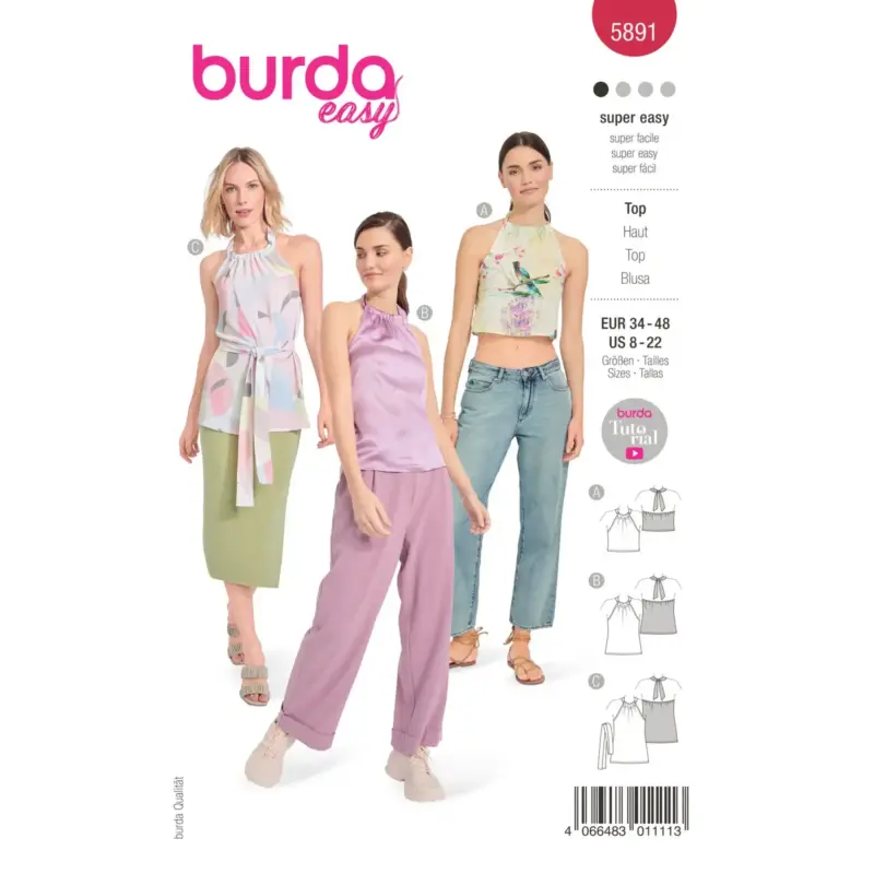 Günstig Burda Schnittmuster 5891: Top Neckholder, Gr. 34-48