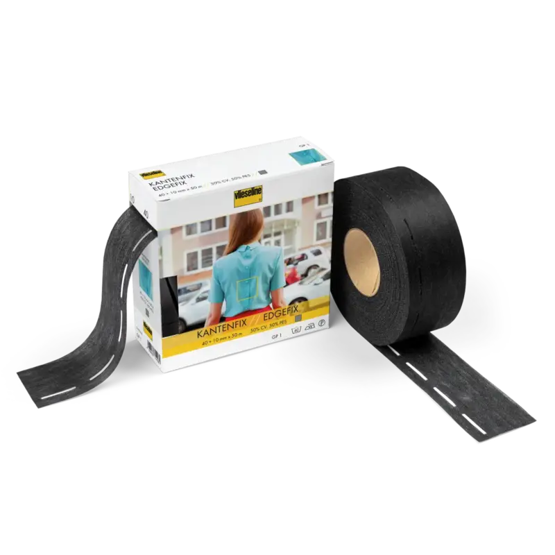 Vlieseline Kantenfix 40+10mm 50m graphit Zertifiziert