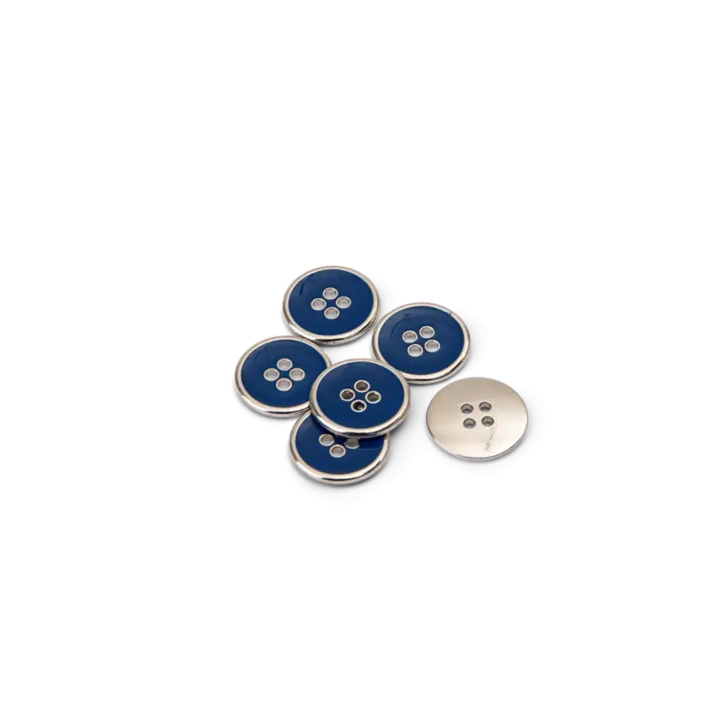 Knopf, 4-Loch 15mm Marine/Silber, 5 St. Top-Angebot