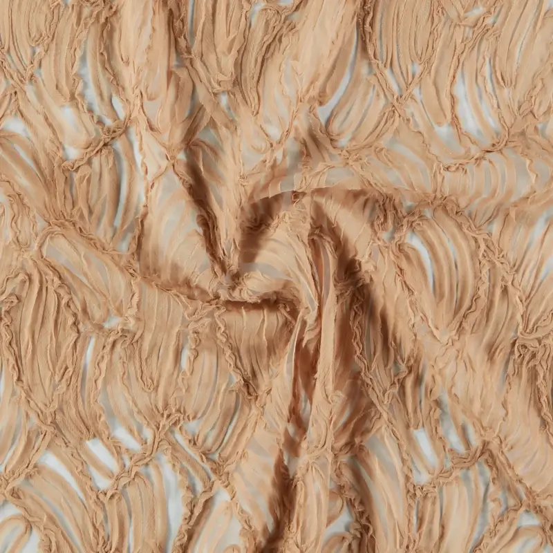 Weicher Tüll beige m. Chiffonmuster Abverkauf