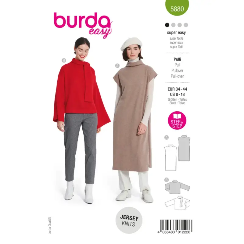 Wochenendangebot Burda Schnittmuster 5880: Bluse Tunika, Gr. 34-44