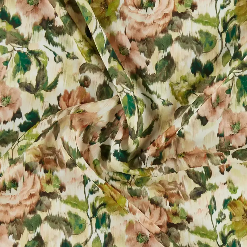 Versand Am Gleichen Tag Crepe Viskose Blumenprint im Aquarell-Look