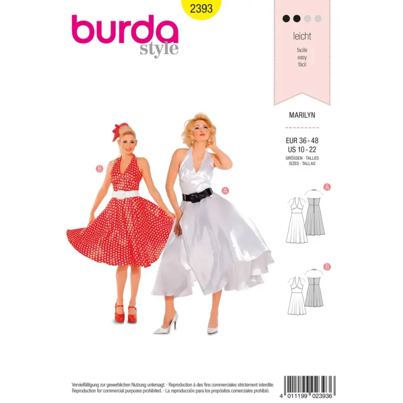 Burda Schnittmuster 2393: Marilyn, Gr. 36-48 Zertifiziert