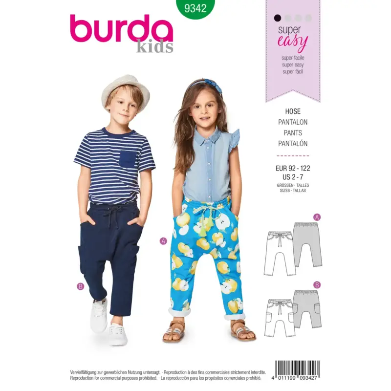 Burda Schnittmuster 9342: Hose, Gr. 92-122 Aktuell