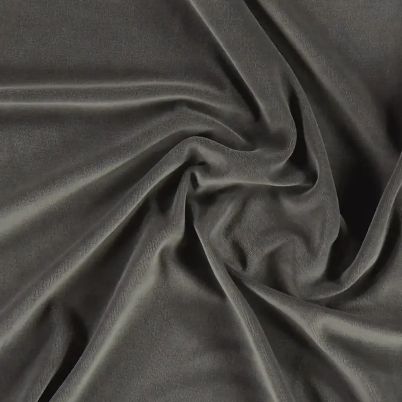Zertifiziert Stretch Velours, warmes dunkelgrau