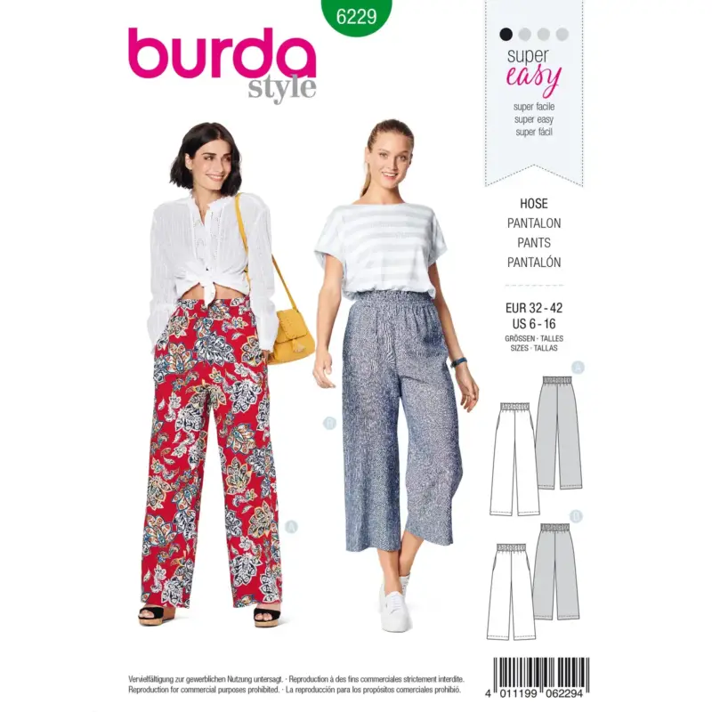 Versand Am Gleichen Tag Burda Schnittmuster 6229: Hose, Gr. 32-42