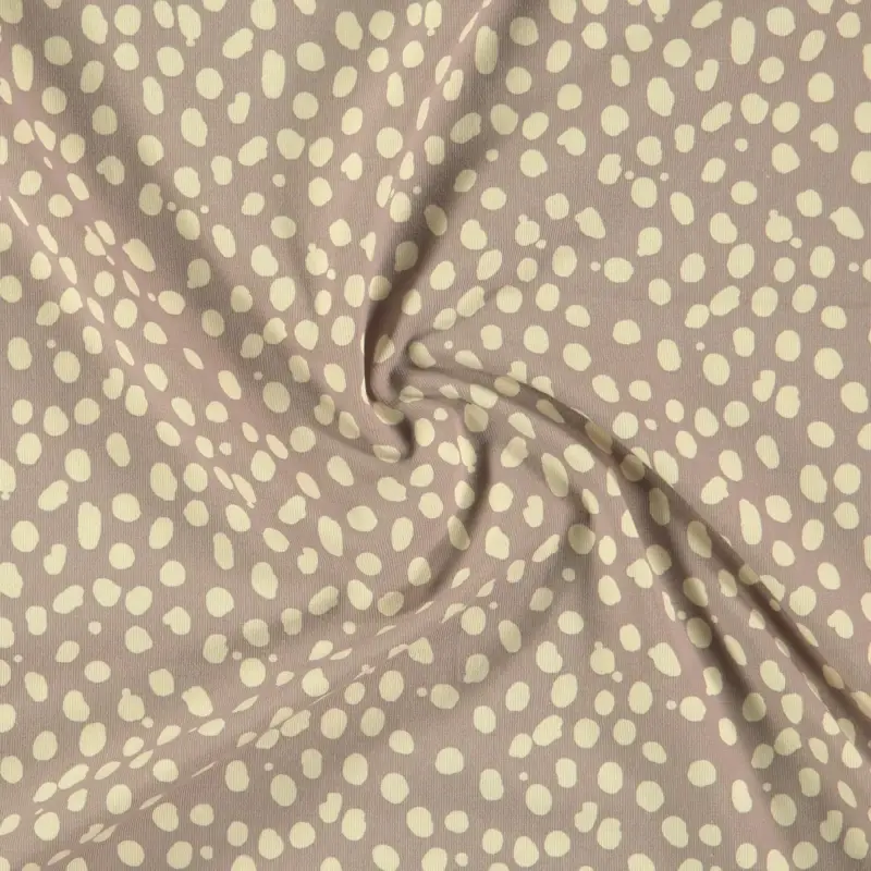 Stretchjersey aus 92% Bio-Baumwolle, lavendel mit Punkten Sonderaktion