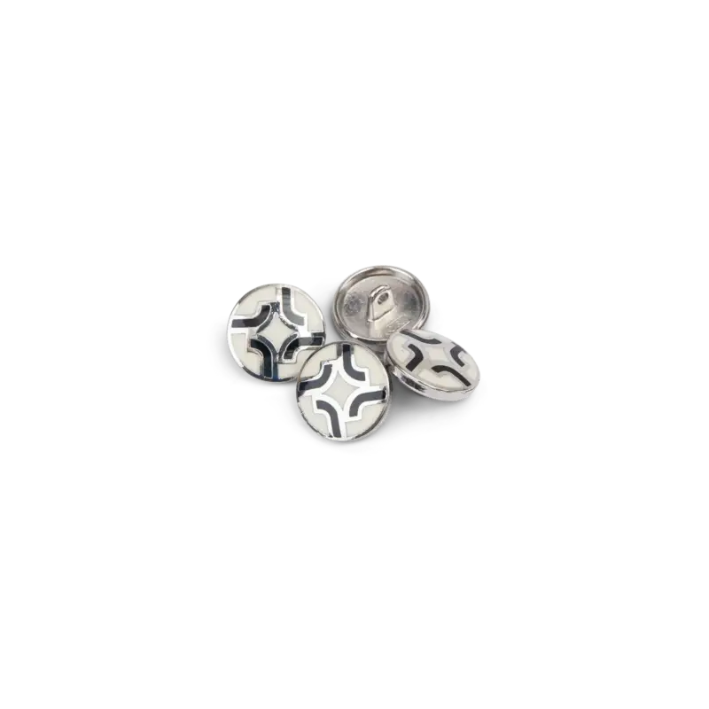 Ösenknopf Metall 15mm weiß/silberf. 4Stk Billig