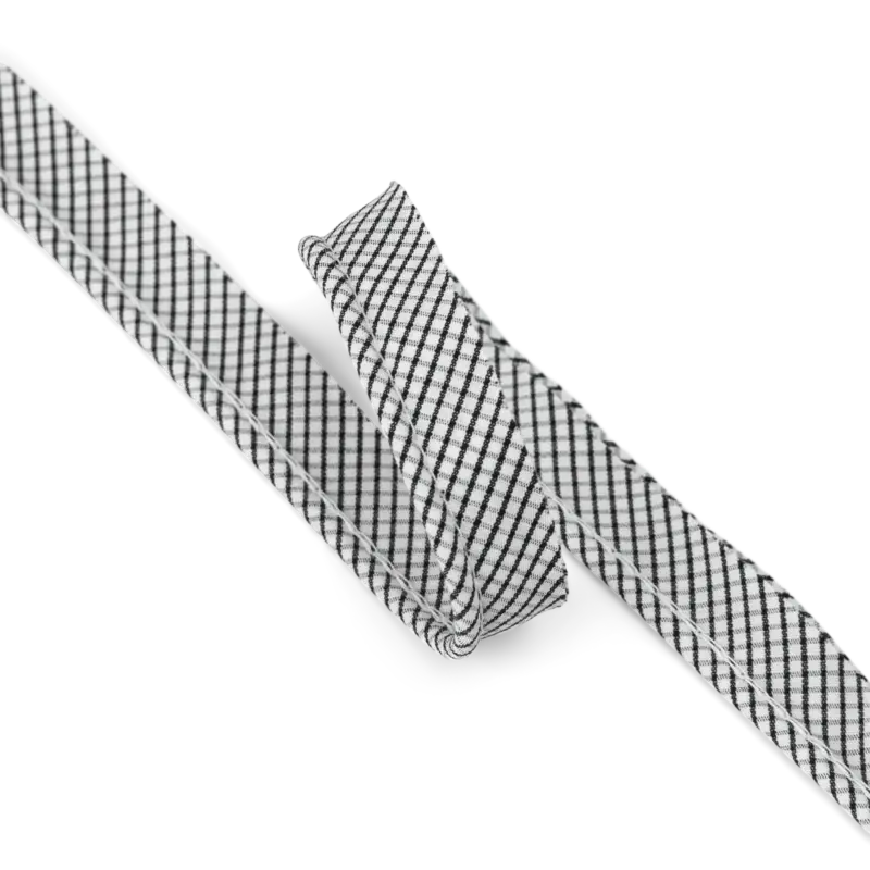 Biesenband kariert, 4mm Weiß/Schwarz, 3m Preisreduziert