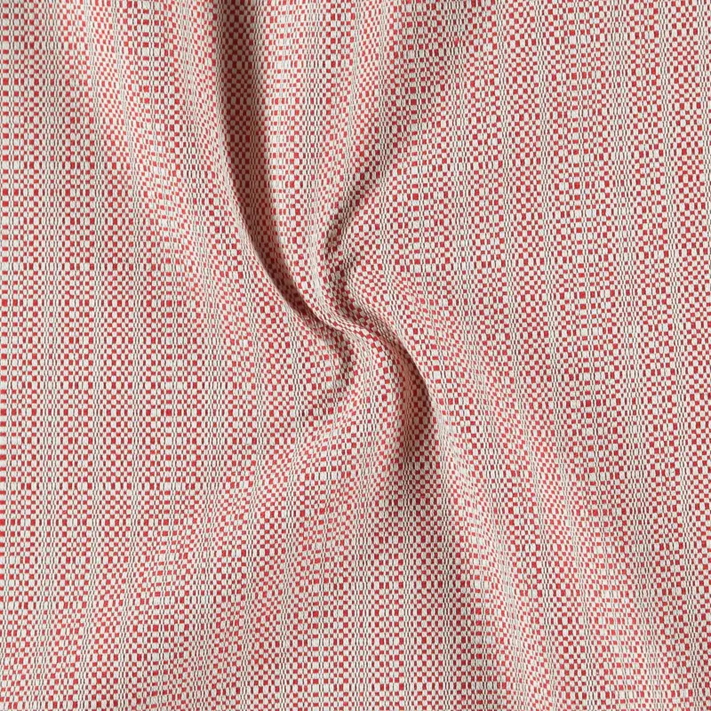 Neue Kollektion Jacquard in Baumwollmischung mit 45 % recycelten Fasern, Offwhite rot gemustert