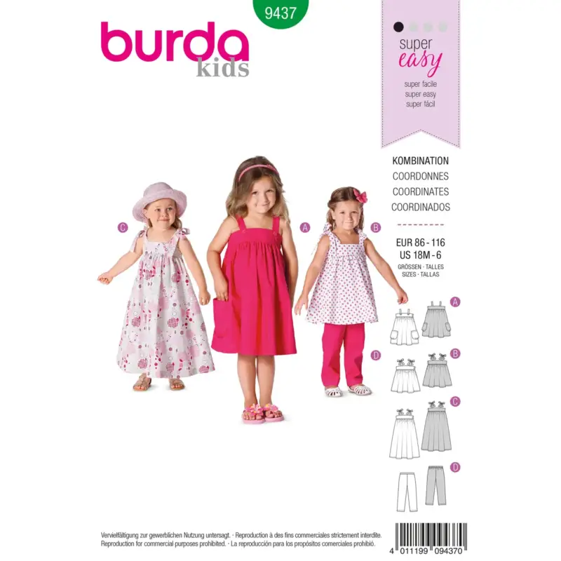 Markenware Burda Schnittmuster 9437: Kleid und Leggings, Gr. 86-116