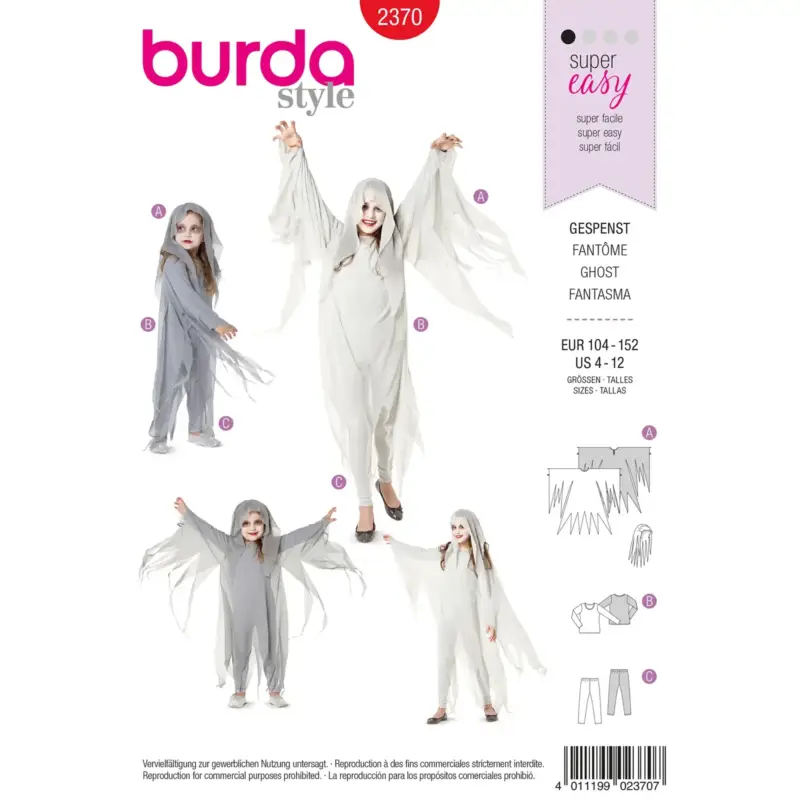Garantierte Lieferung Burda Schnittmuster 2370: Gespenst Kinder, Gr. 104-152
